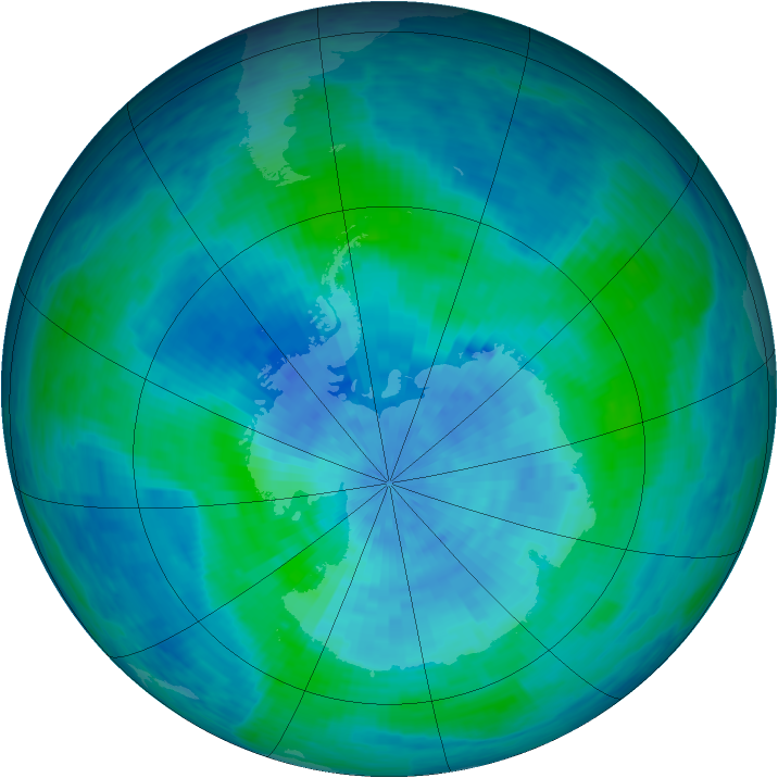 Antarctic ozone map for 28 February 1994